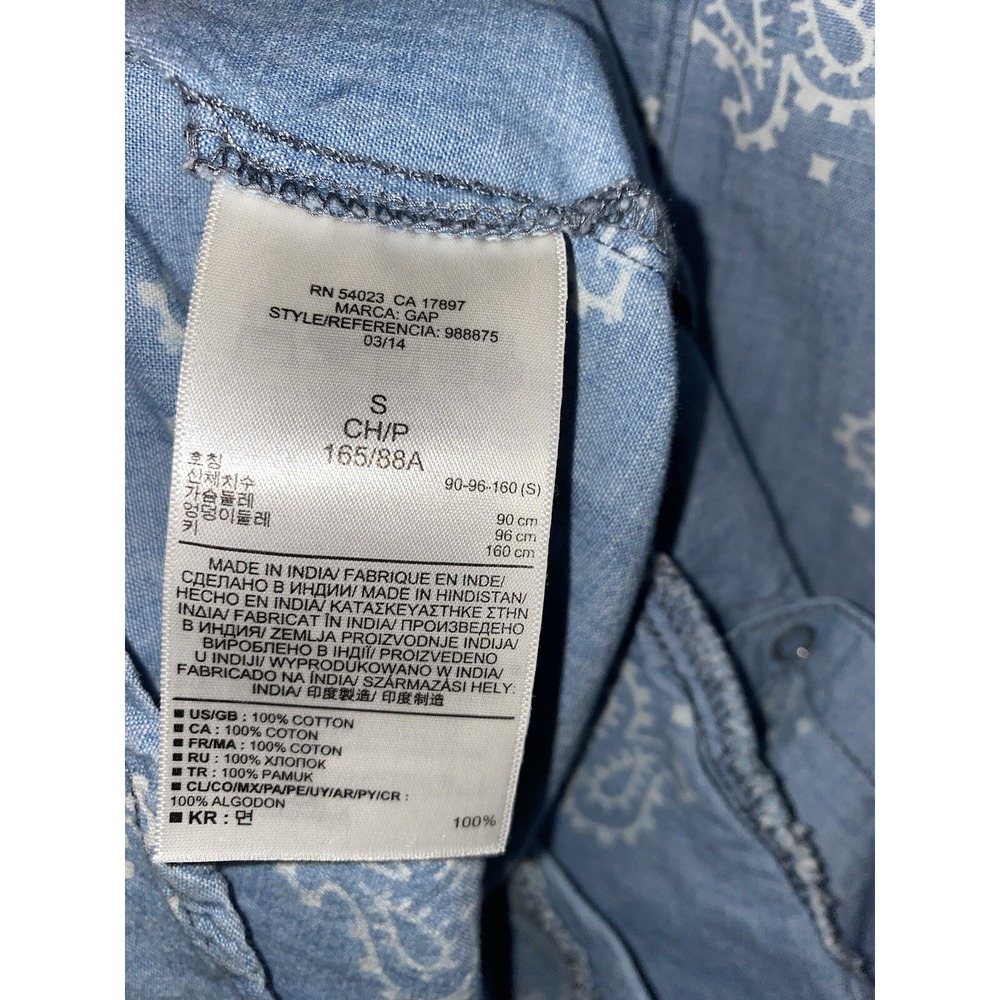 Gap Denim Shirt Dress Small Long Sleeve Pearl Snap Pockets Western Chambray - Picture 8 of 8